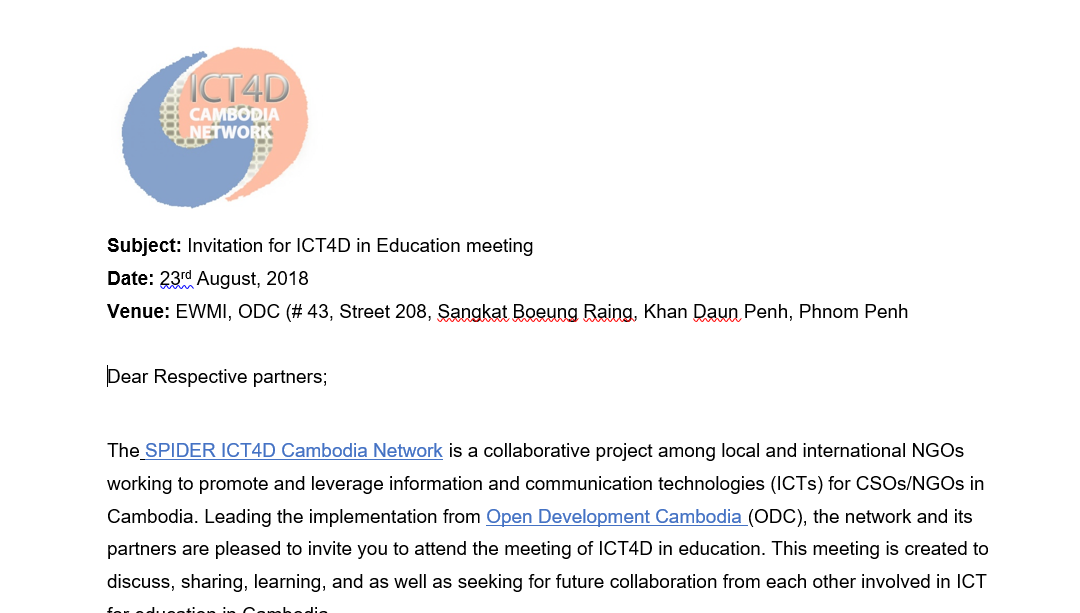 Invitation for join ICT4D in Education meeting